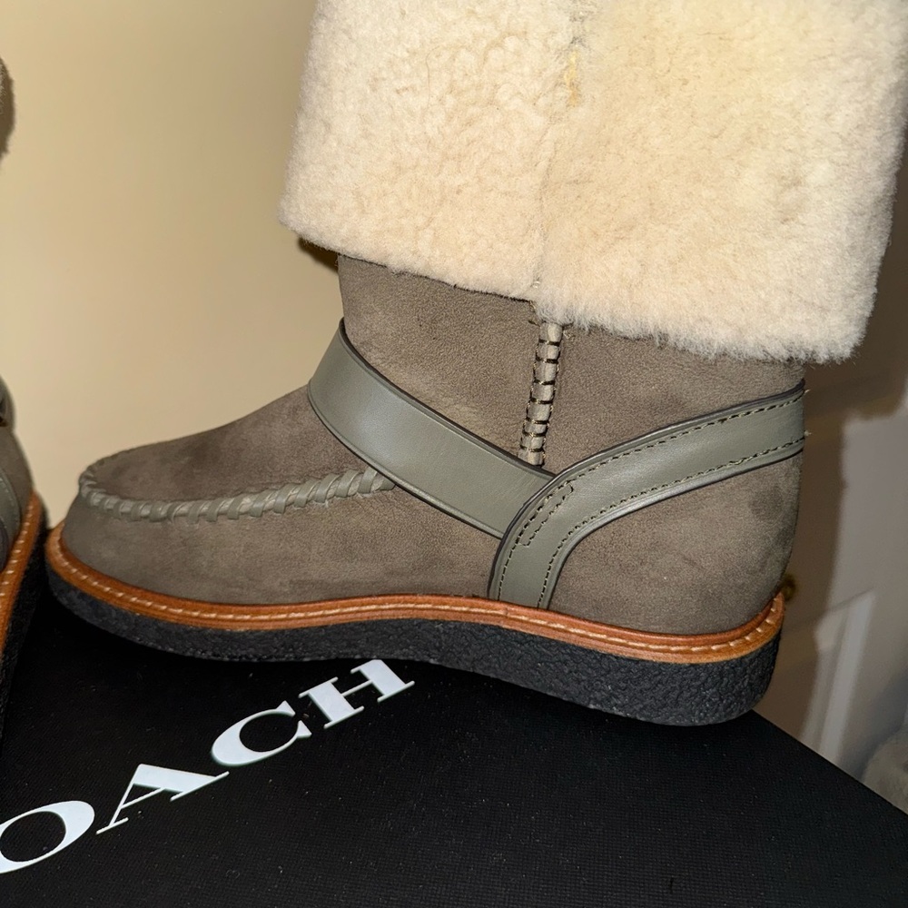 COACH  Shearling-Lined Moto Boots Suede size 8 NEW NIB - Picture 10 of 14